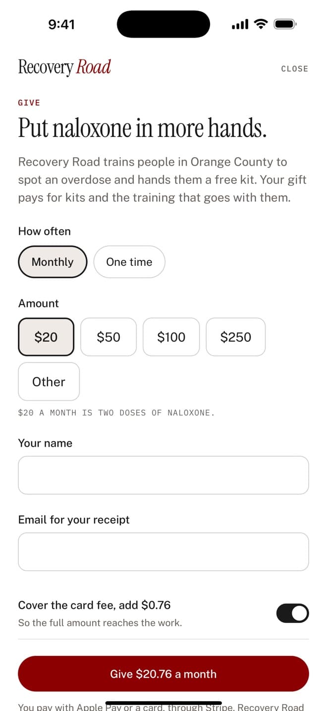 Give with Apple Pay or a card