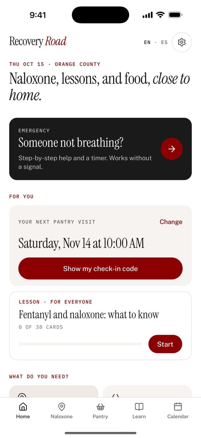 Home: emergency help, your next pantry visit, your lesson