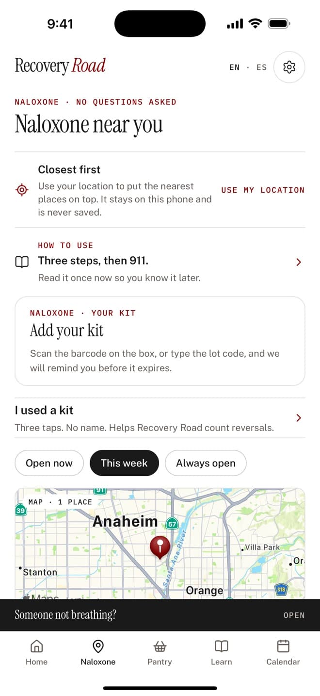Naloxone near you, on a map